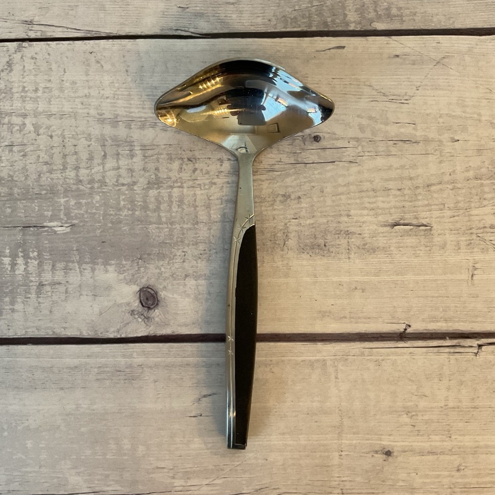 Marcrest Ebony Elegance Stainless Flatware Gravy Ladle Atomic Starburst‎ Japan